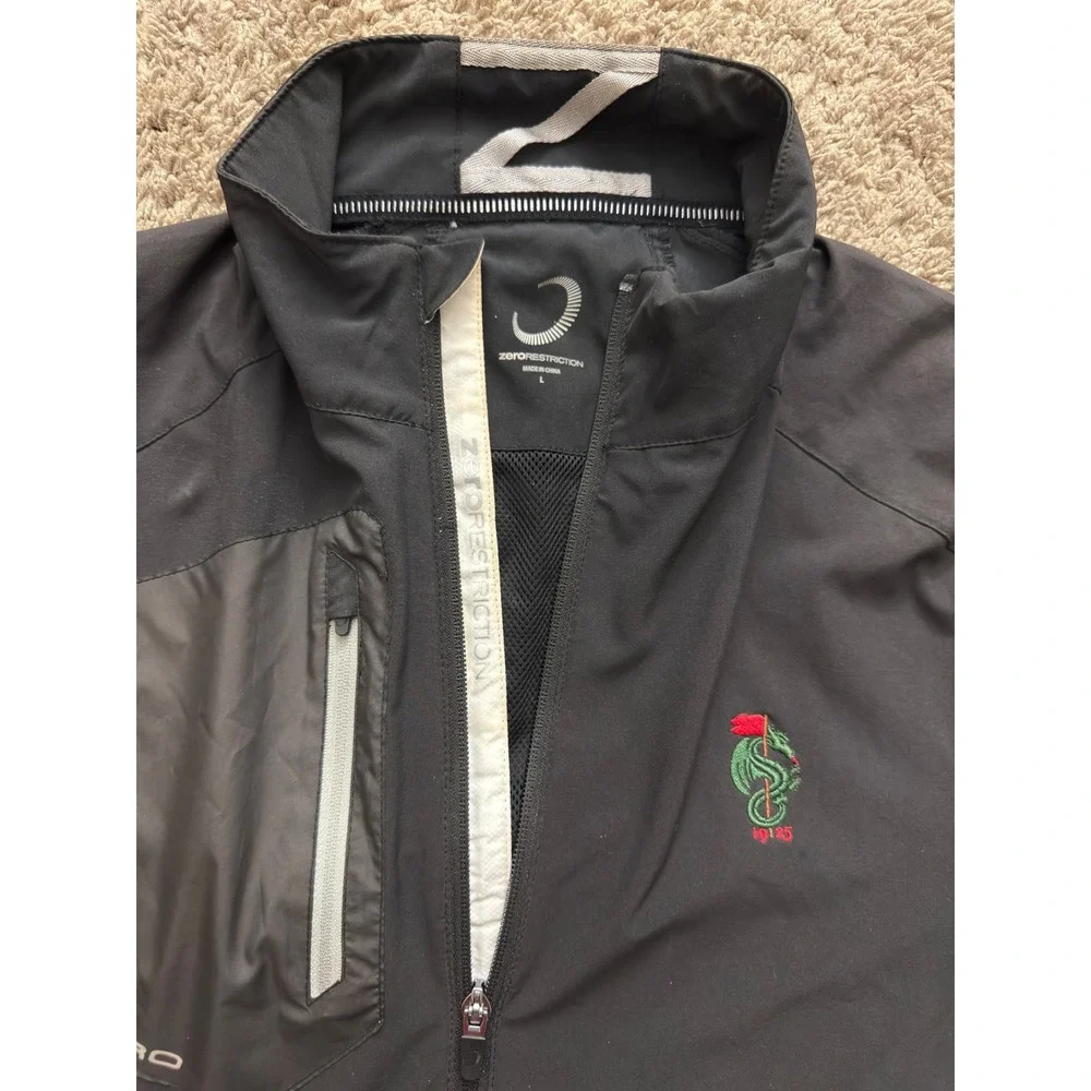 Zero Restriction Mens L Jacket Black Full Zip Monterey Peninsula Golf Club